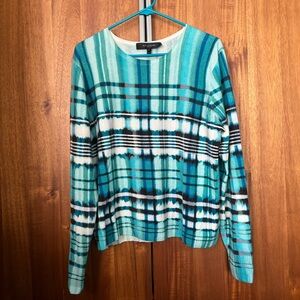 st john plaid tie dye sweater size XL